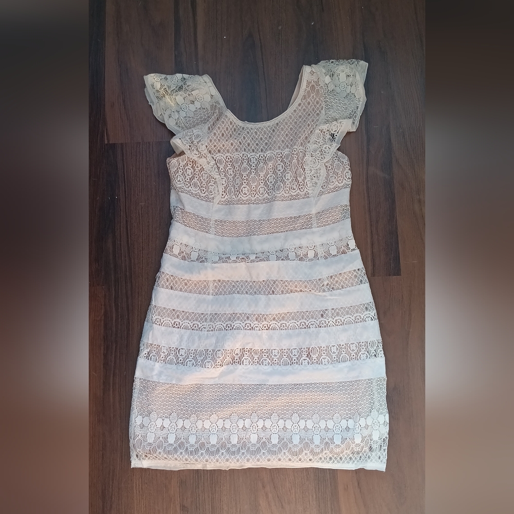 BCBGMaxAzria Lace Blouse - Cream and White